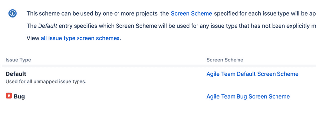 Jira Issue Type Screen Schemes